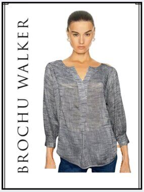 Brochu Walker Sam Woven Linen popover top